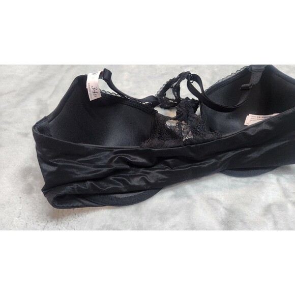 Victoria's Secret 34D Black Lightly Lined Lace Racerback Demi Bra NWT - Picture 4 of 6